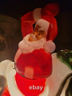 Vintage Lighted Blow Mold Santa Sleigh and 1 Reindeer Outdoor Christmas