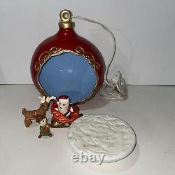 Vintage Lighted Christmas Scene 3D Diorama Santa & Sleigh with Elf & Reindeer