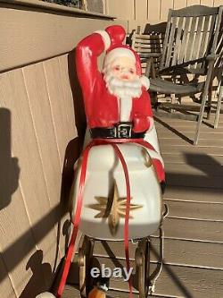 Vintage Lighted Empire Blow Mold Santa Sleigh and 1 Reindeer Outdoor Christmas