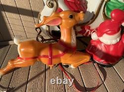 Vintage Lighted Empire Blow Mold Santa Sleigh and 1 Reindeer Outdoor Christmas