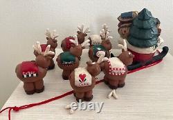 Vintage Limited Edition- Eddie Walker Santa, Sleigh, Reindeer Up, Up & Away