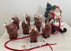 Vintage Limited Edition- Eddie Walker Santa, Sleigh, Reindeer Up, Up & Away