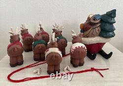Vintage Limited Edition- Eddie Walker Santa, Sleigh, Reindeer Up, Up & Away