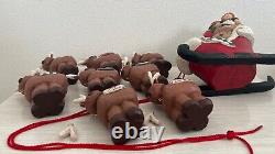 Vintage Limited Edition- Eddie Walker Santa, Sleigh, Reindeer Up, Up & Away