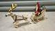 Vintage Long Santa Sleigh And Deer Reindeer Red And Cream Rare