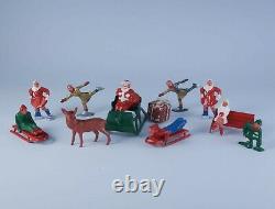 Vintage Lot Barclay Christmas & Winter Figures incl Santa Reindeer & Sleigh