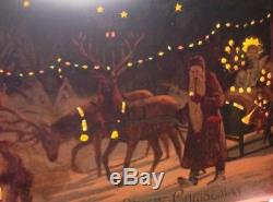 Vintage Mailick Htl Christmas Postcard Santa Claus Reindeer Sleigh Christkindle