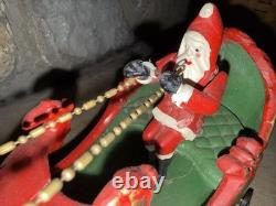 Vintage Mechanical Replicas Cast Iron Santa Sleigh 2 Reindeer Boonville NY