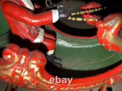 Vintage Mechanical Replicas Cast Iron Santa Sleigh 2 Reindeer Boonville NY