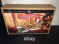 Vintage Members Mark Christmas Huge Heavy Santa Sleigh with Reindeer Decor Box
