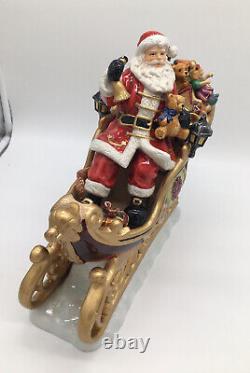 Vintage Members Mark Christmas Huge Heavy Santa Sleigh with Reindeer Decor Box