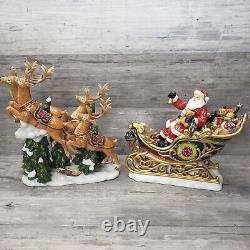 Vintage Members Mark Christmas Santa Sleigh with Reindeer Decor With Box