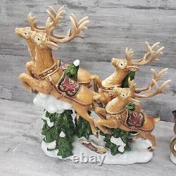 Vintage Members Mark Christmas Santa Sleigh with Reindeer Decor With Box