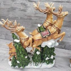 Vintage Members Mark Christmas Santa Sleigh with Reindeer Decor With Box