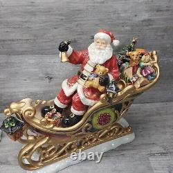 Vintage Members Mark Christmas Santa Sleigh with Reindeer Decor With Box