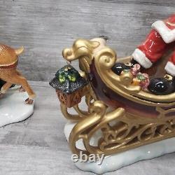 Vintage Members Mark Christmas Santa Sleigh with Reindeer Decor With Box