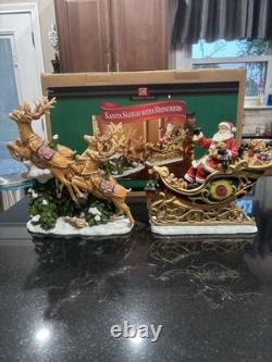 Vintage Members Mark Santa Sleigh With Reindeers Center Piece Figurine Christmas