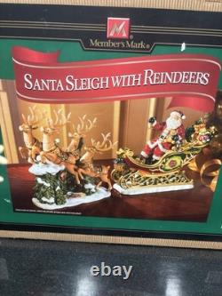 Vintage Members Mark Santa Sleigh With Reindeers Center Piece Figurine Christmas