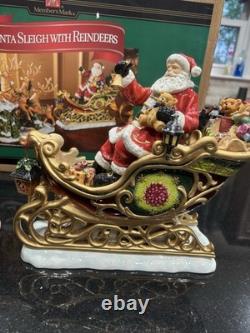 Vintage Members Mark Santa Sleigh With Reindeers Center Piece Figurine Christmas