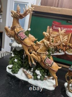 Vintage Members Mark Santa Sleigh With Reindeers Center Piece Figurine Christmas