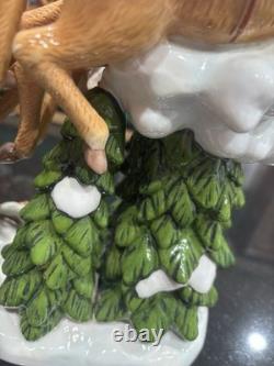 Vintage Members Mark Santa Sleigh With Reindeers Center Piece Figurine Christmas