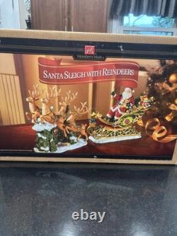 Vintage Members Mark Santa Sleigh With Reindeers Center Piece Figurine Christmas