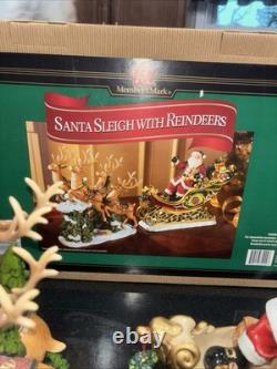 Vintage Members Mark Santa Sleigh With Reindeers Center Piece Figurine Christmas