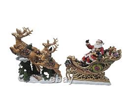 Vintage Members Mark Santa Sleigh with Reindeers Christmas Centerpiece