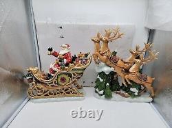Vintage Members Mark Santa Sleigh with Reindeers Christmas Centerpiece
