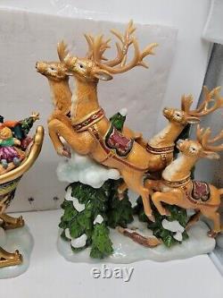 Vintage Members Mark Santa Sleigh with Reindeers Christmas Centerpiece