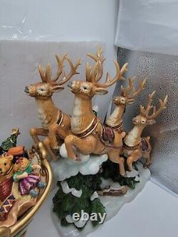 Vintage Members Mark Santa Sleigh with Reindeers Christmas Centerpiece
