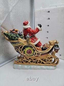 Vintage Members Mark Santa Sleigh with Reindeers Christmas Centerpiece