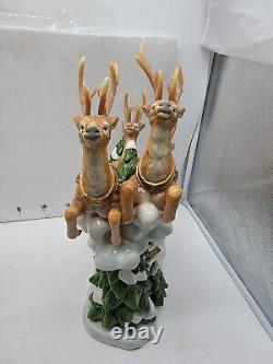 Vintage Members Mark Santa Sleigh with Reindeers Christmas Centerpiece
