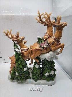 Vintage Members Mark Santa Sleigh with Reindeers Christmas Centerpiece