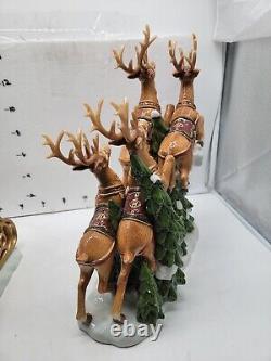 Vintage Members Mark Santa Sleigh with Reindeers Christmas Centerpiece