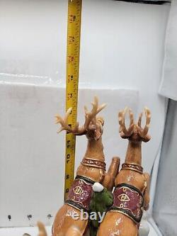 Vintage Members Mark Santa Sleigh with Reindeers Christmas Centerpiece
