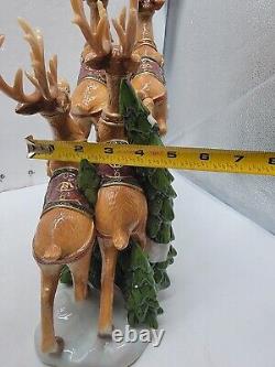 Vintage Members Mark Santa Sleigh with Reindeers Christmas Centerpiece