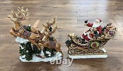 Vintage Members Mark Santa Sleigh with Reindeers Christmas Centerpiece Decor