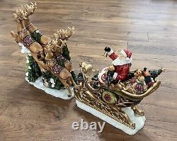 Vintage Members Mark Santa Sleigh with Reindeers Christmas Centerpiece Decor