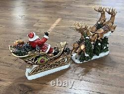 Vintage Members Mark Santa Sleigh with Reindeers Christmas Centerpiece Decor