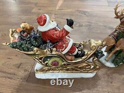 Vintage Members Mark Santa Sleigh with Reindeers Christmas Centerpiece Decor