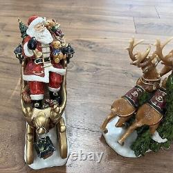 Vintage Members Mark Santa Sleigh with Reindeers Christmas Centerpiece Decor