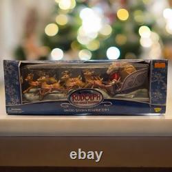 Vintage Memory Lane Rudolph Santa Sleigh & Reindeer Team 3FT Light up nose