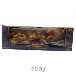 Vintage Memory Lane Rudolph Santa Sleigh & Reindeer Team 3FT Light up nose