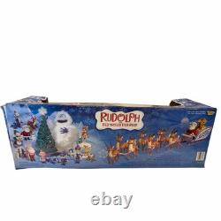 Vintage Memory Lane Rudolph Santa Sleigh & Reindeer Team 3FT Light up nose