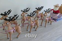 Vintage Memory Lane Rudolph Santa's Sleigh & Reindeer Team Playset