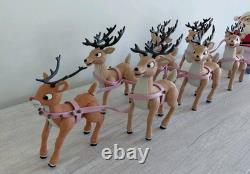 Vintage Memory Lane Rudolph Santa's Sleigh & Reindeer Team Playset
