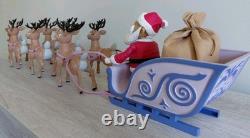 Vintage Memory Lane Rudolph Santa's Sleigh & Reindeer Team Playset
