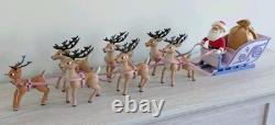 Vintage Memory Lane Rudolph Santa's Sleigh & Reindeer Team Playset