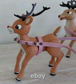 Vintage Memory Lane Rudolph Santa's Sleigh & Reindeer Team Playset